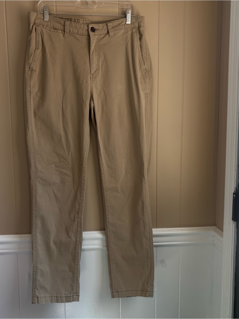 George Men's Straight Leg Chino Pants Khaki Beige/tan Athletic Fit Size 34x32
